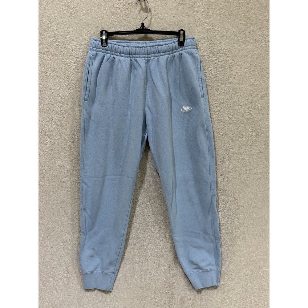 Nike Men Pants L Light Blue Embroidered Sweatpants Fleece BV2671-436